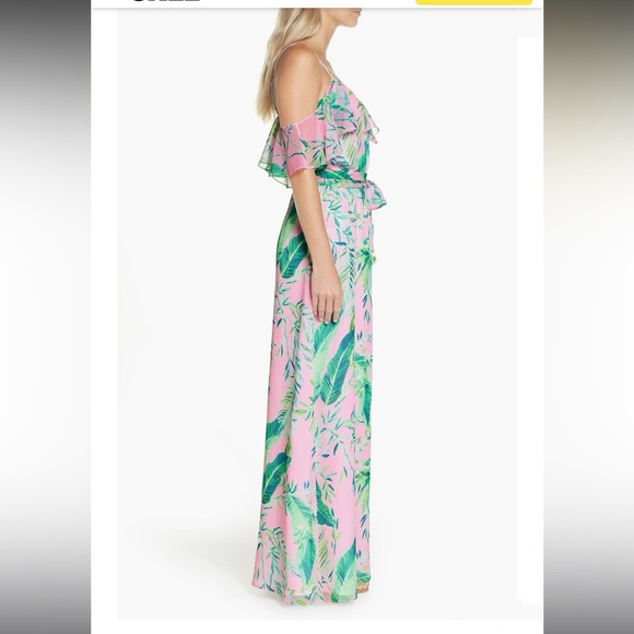 Lilly Pulitzer Size M Zadie Pink & Green Maxi Dress - Picture 3 of 12
